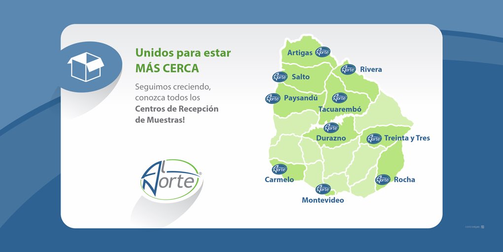 Al_Norte_Lab's tweet photo. 🇺🇾Unidos para estar más cerca 
Nuestros puntos de recepción de muestras‼️

@alnortelab análisis rápidos y confiables 
#alnorte #laboratorio #uruguay https://t.co/4ABEM70GHB