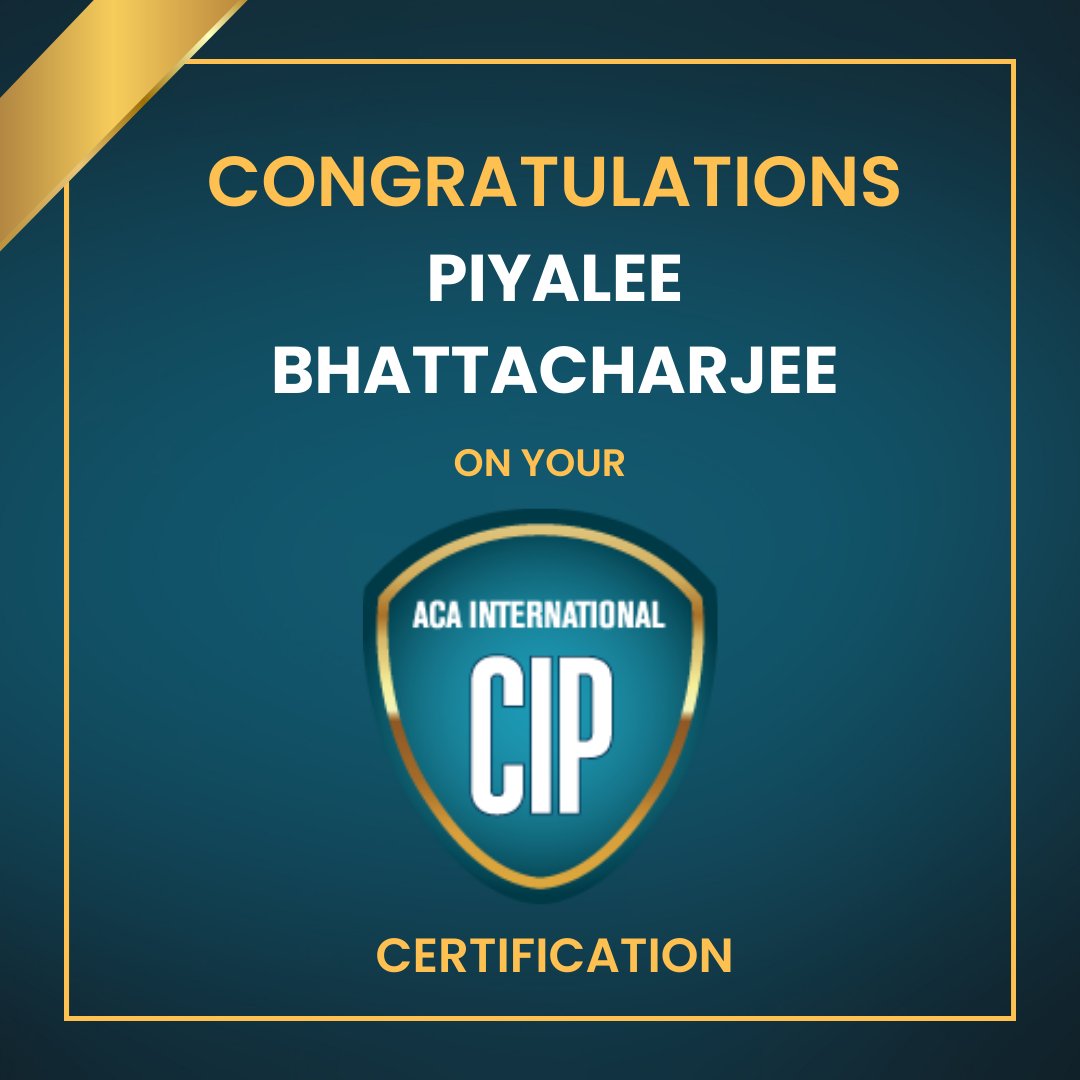 knovaone's tweet image. Congratulations to Piyalee Bhattacharjee, #Compliance Manager at @knovaone, on achieving her ACA International #CIP certification! This certification is a testament to your expertise and dedication to staying up-to-date with industry best practices.
#creditandcollections