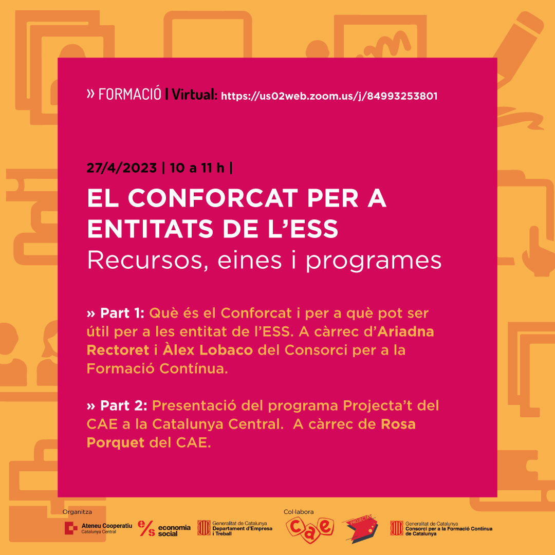 Nova formació virtual per a entitats d' #economiasocial

➡️El Conforcat per a entitats de l'ESS: per què ens pot ser útil?

Inscriu-te a  serveis.coopcatcentral.cat/program/el-con…
