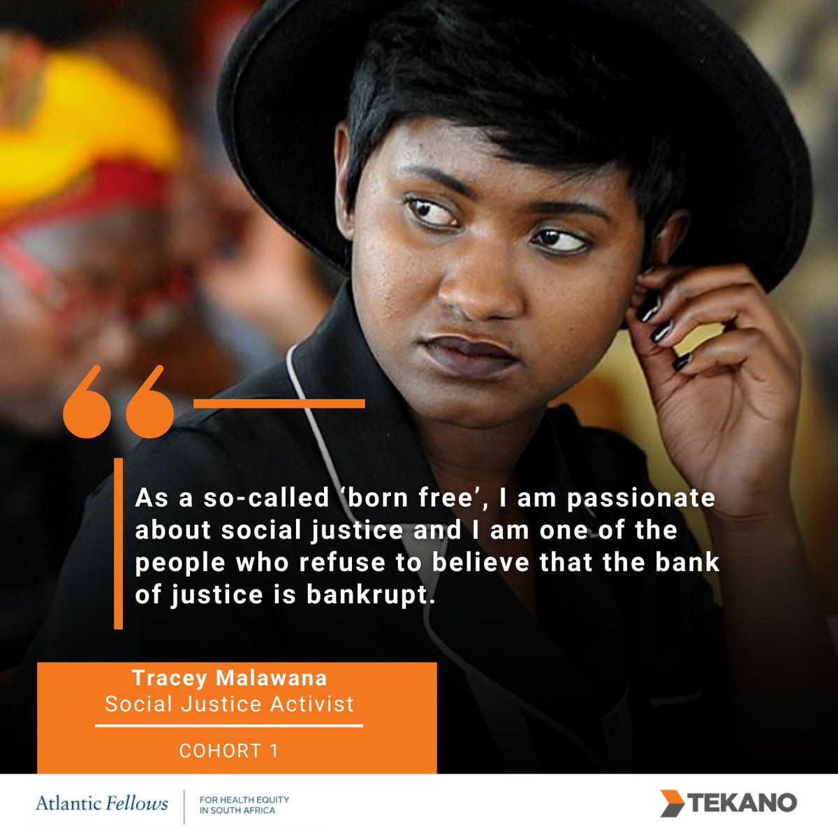TekanoSA's tweet photo. MEET OUR FELLOWS:

@TraceyLulo from our first cohort of #AtlanticFellows based at Tekano is the founder and director of @I_MenstruateZA.

She is passionate about women’s health, education, youth and women empowerment. https://t.co/DfMw8dYSEH