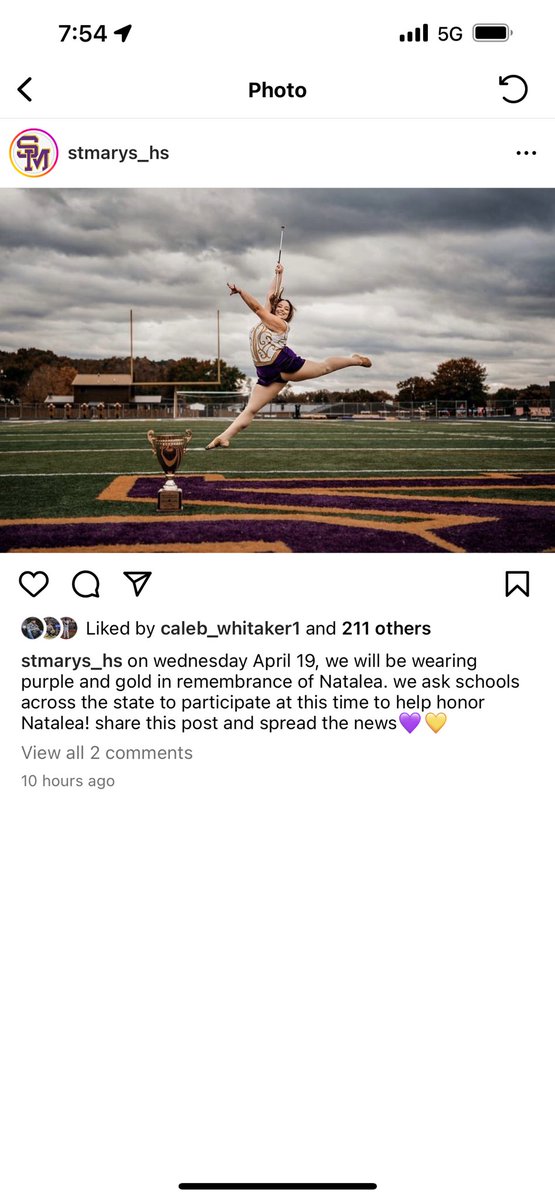 Wear Purple and Gold for Natalea, her family, and her community on Wednesday. 💜💛