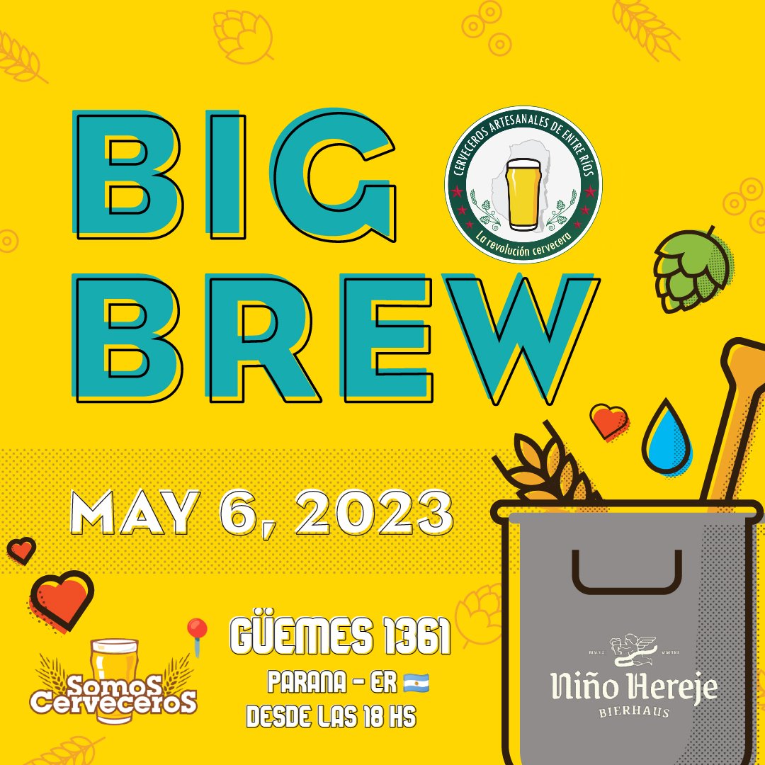 Se viene el #BrigBrew2023, y los celebramos con las clasicas #CoccionesPublicas!!!  

fb.me/e/19aZdztwd 

#BrigBrew #BigbrewER #CervecerosER #SomosCerveceros