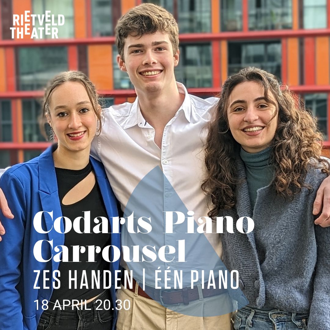 18 april 20.30 een bijzonder concert: Codarts Piano Carrousel; één vleugel, zes handen. Tickets: rietveldtheater.stager.nl/web/tickets/11…