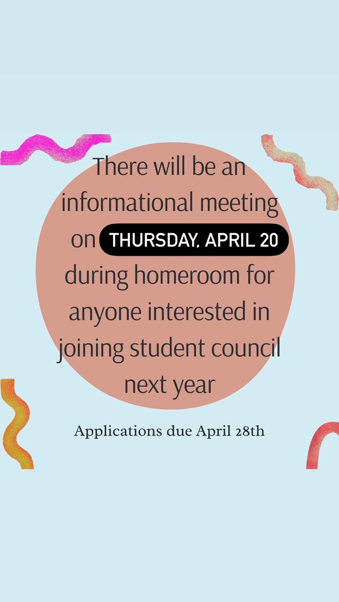 MEETING HAS BEEN MOVED TO THIS THURSDAY: Report to room 218 in the Freshmen House during homeroom this Thursday, April 20 for more information on joining the council!