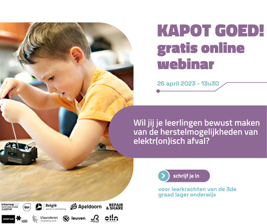Ben je leerkacht en wil je leerlingen bewust maken van het belang om elektr(on)ische apparaten te herstellen? Ontdek het gratis #lesmateriaal van <a href="/DjapoVzw/">Djapo</a> en #sharepair tijdens een online infosessie op woensdag 26 april 👉🏾djapo.webinargeek.com/kapot-goed-les…