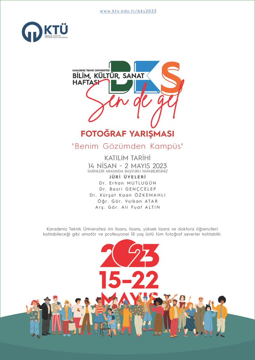 "Benim Gözümden Kampüs'' Fotoğraf Yarışması başvuruları başladı.  Katılımcılar, Karadeniz Teknik Üniversitesi'nin tarihine, doğasına, eğitimine, mimarisine, kültürel ve sosyal dokusuna yönelik fotoğraf gönderebilirler.
ktu.edu.tr/bks2023/benimg…