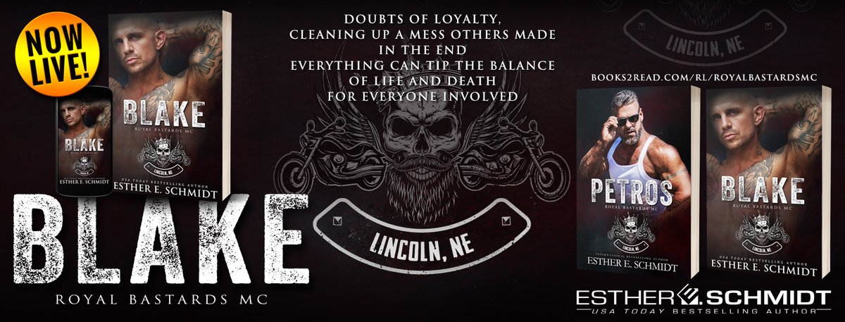 #OUTNOW Blake (Royal Bastards MC) by <a href="/EstherESchmidt/">Esther E. Schmidt</a> Doubts of loyalty, cleaning up a mess others made—in the end everything can tip the balance of life and death for everyone involved. books2read.com/BlakeRBMC #BikerRomance