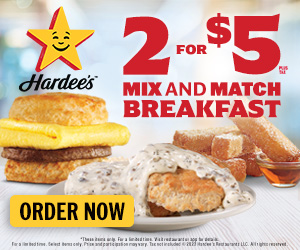 Hungry? Why not check out the 2 for $5 breakfast deals at @Hardees? PLUS, catch #HappyHeadlines with @abbykay969 and #BillTaylorMix969, presented by @Hardees each weekday morning!