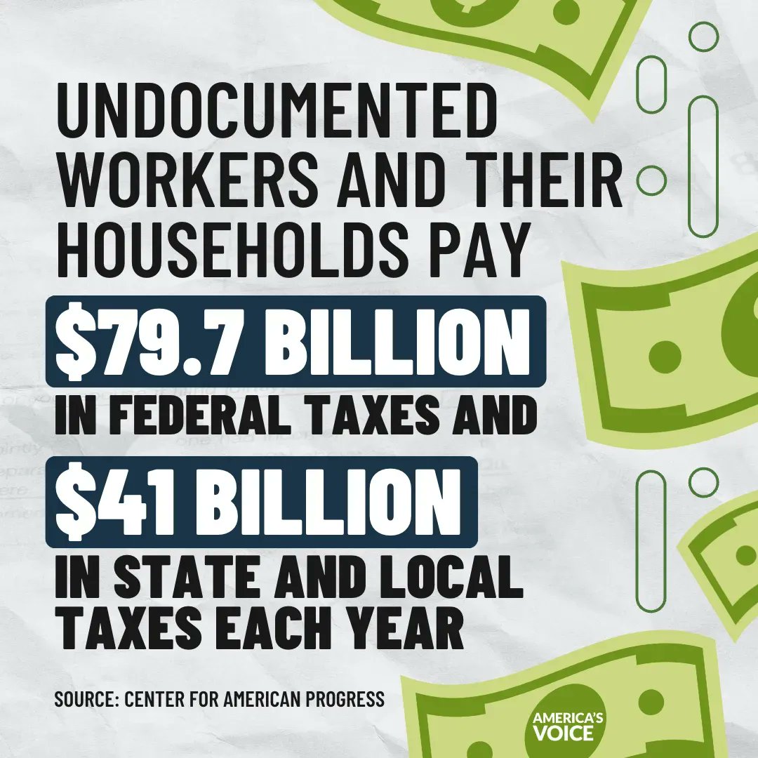 It's Tax Day! 

A reminder that undocumented immigrants and their households pay billions in federal, state and local taxes every year. 

This money helps fund programs for the rest of us such as Social Security, Medicaid and Medicare. #TaxDay