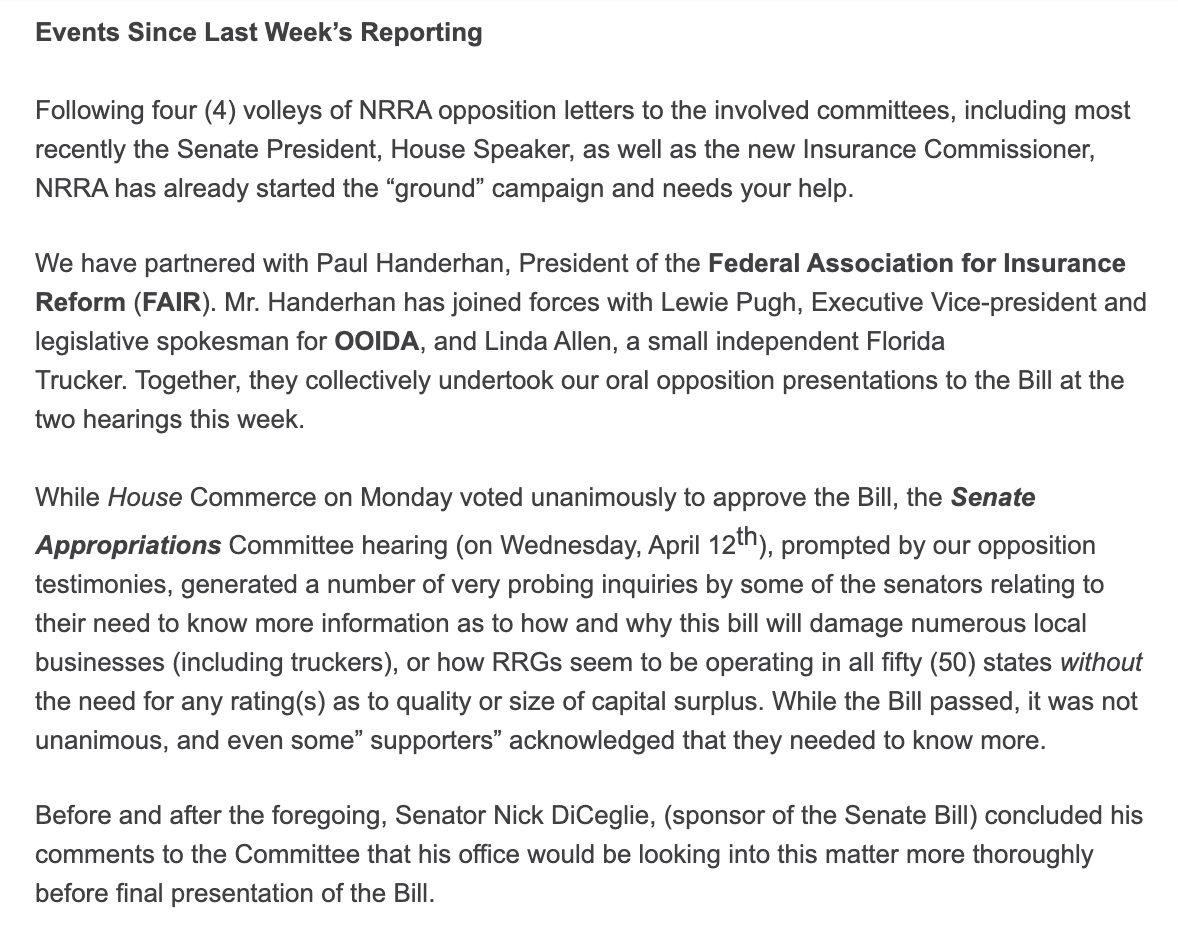 NRRA_info's tweet image. Update: NRRA announces fundraising plan to combat Florida SB516. See the attached photos for full updates and details on NRRA's fundraising and friend-raising campaign. bit.ly/3KLj81g 
#motorvehicleinsurance #autoinsurance #insurance #floridasenate