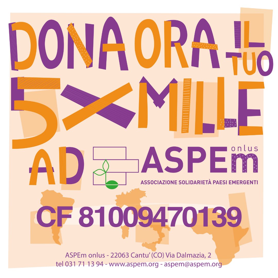 aspem's tweet photo. 💥 Destina il tuo #5x1000 ad ASPEm
🛠️ In modo gratuito ci aiuti a: sostenere lo sviluppo di nuove  attività in Sudamerica.
📝 È semplicissimo: basta inserire nella dichiarazione dei redditi il CF di ASPEm: 81009470139
#cinquepermille #solidarieta #volontariato https://t.co/b87cS3U4SP