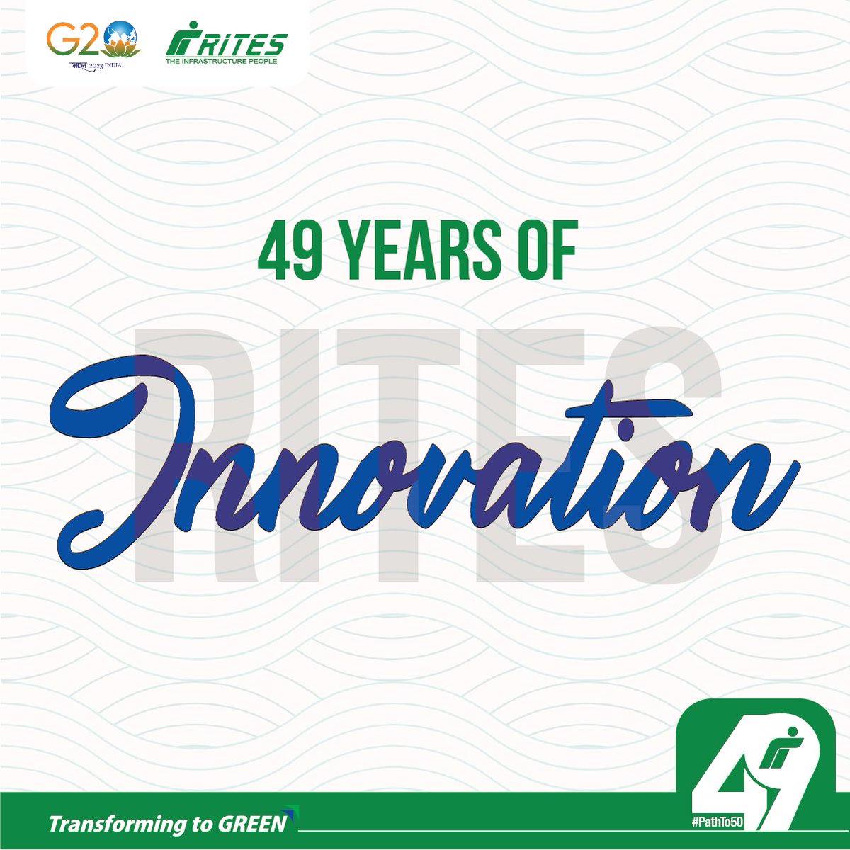 RITESLIMITED's tweet photo. What does it take for an organisation to stand the test of time?
For us all it all started 49 years ago when #RITES was incorporated, & since then, we are committed towards building innovative #infrastructure.
Here's to 49 years of #innovation!
#PathTo50 https://t.co/Bhy1s5o6Hj