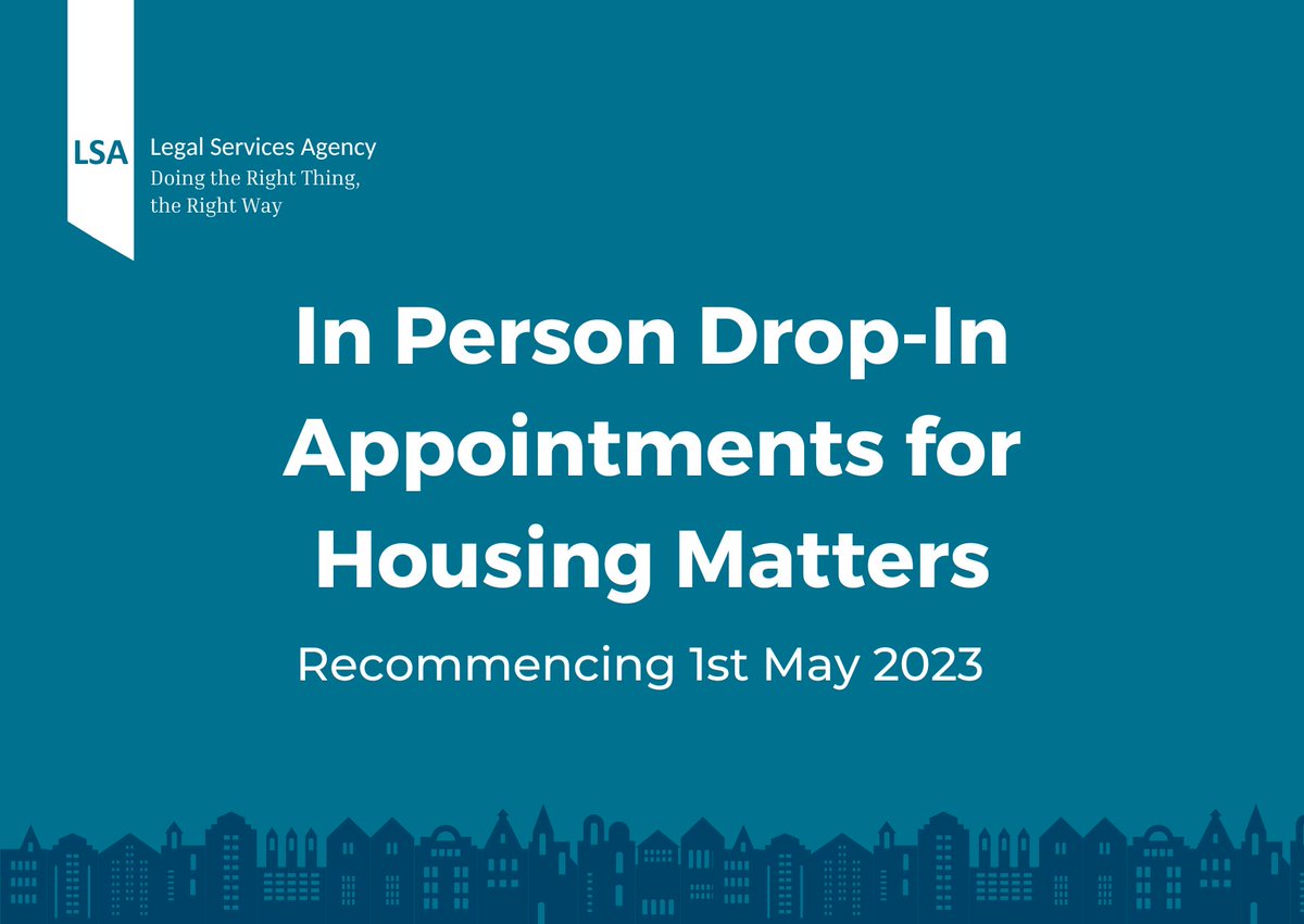 LSAlawcentre's tweet photo. In person drop-in appointments for housing cases will recommence from Monday 1st May 2023.

If you are facing eviction, mortgage repossession or experiencing homelessness, then please see our website below for more information or call us on 0141 353 3354.

https://t.co/ae2Yf6rpQA https://t.co/bWC7BKgo6N