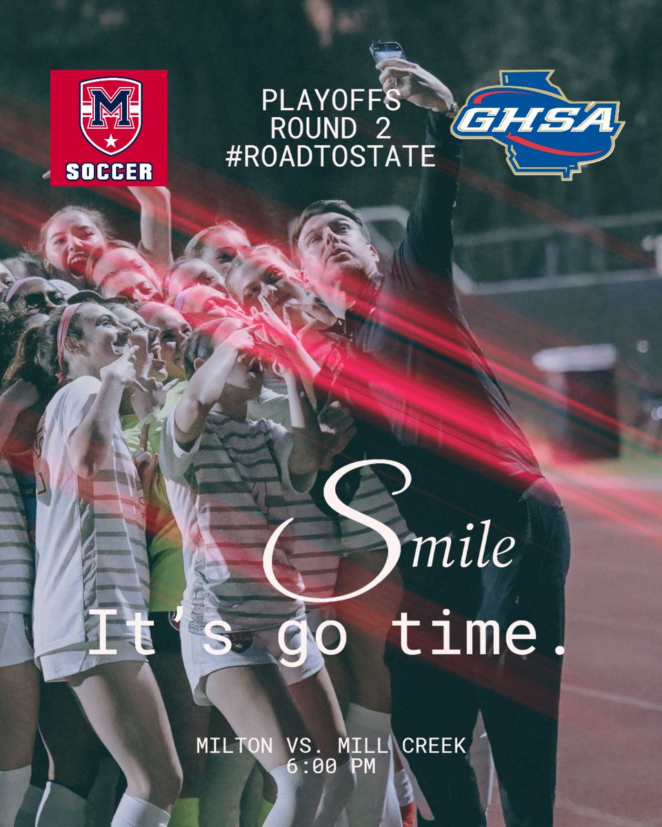MiltonSoccerBooster (@miltonscrboostr) on Twitter photo <a href="/ghsasports_/">GHSA Sports</a> Playoff game tonight for our Varsity Girls! Eagles take on Mill Creek on the road. #RepTheM for them and get loud! 6 pm start. #MPire. Tickets on GoFan: gofan.co/app/events/972… <a href="/ghsasports_/">GHSA Sports</a> Playoff game tonight for our Varsity Girls! Eagles take on Mill Creek on the road. #RepTheM for them and get loud! 6 pm start. #MPire. Tickets on GoFan: gofan.co/app/events/972…