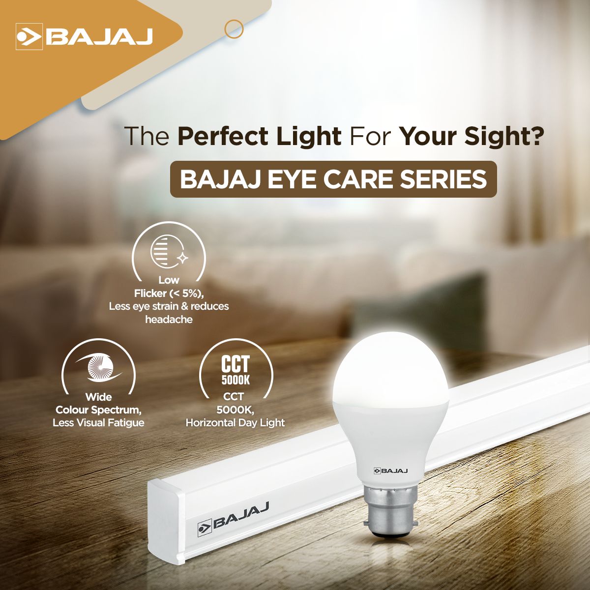 BajajElectrical's tweet photo. Bring home the most comfortable LED light for your sight, with the new Bajaj Eye Care Series. 

#BajajElectricals #Bajajlighting #BajajLED #LEDlights #BajajEyeCareSeries #Lamp #Batten #EyeCare #LEDLighting https://t.co/ZJluBpb38H