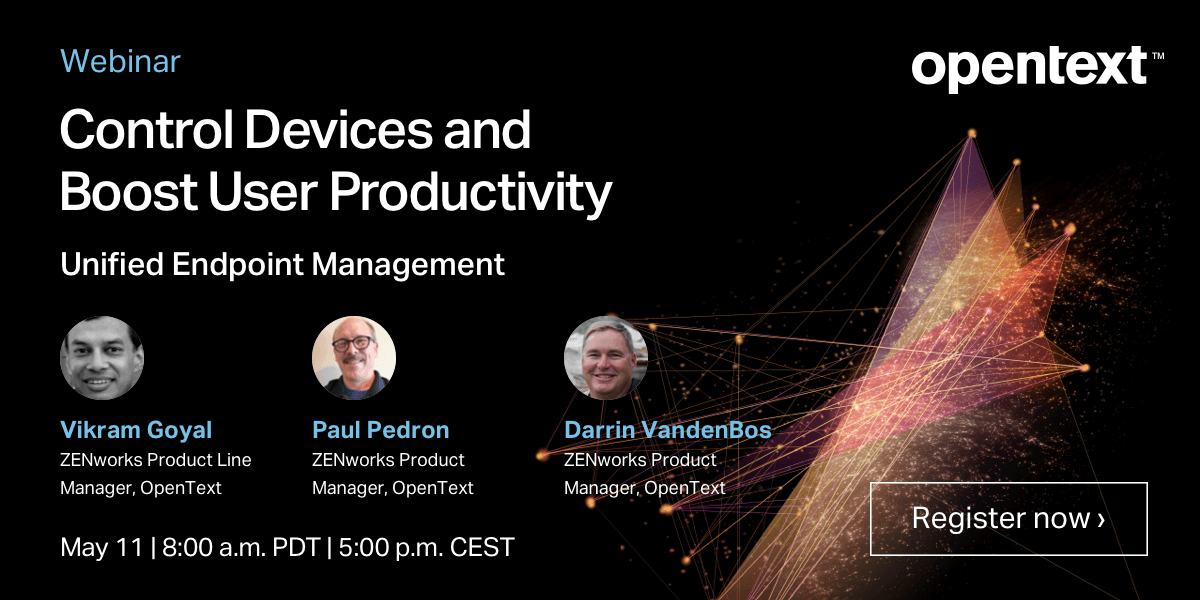 IT orgs want to manage &amp; protect endpoint devices and device users want job productivity, regardless of device type or location. Join @MicroFocusIMG to learn how OpenText™ Unified Endpoint Management gives IT and users what they want:  #MyCompany bit.ly/3GP4ULu