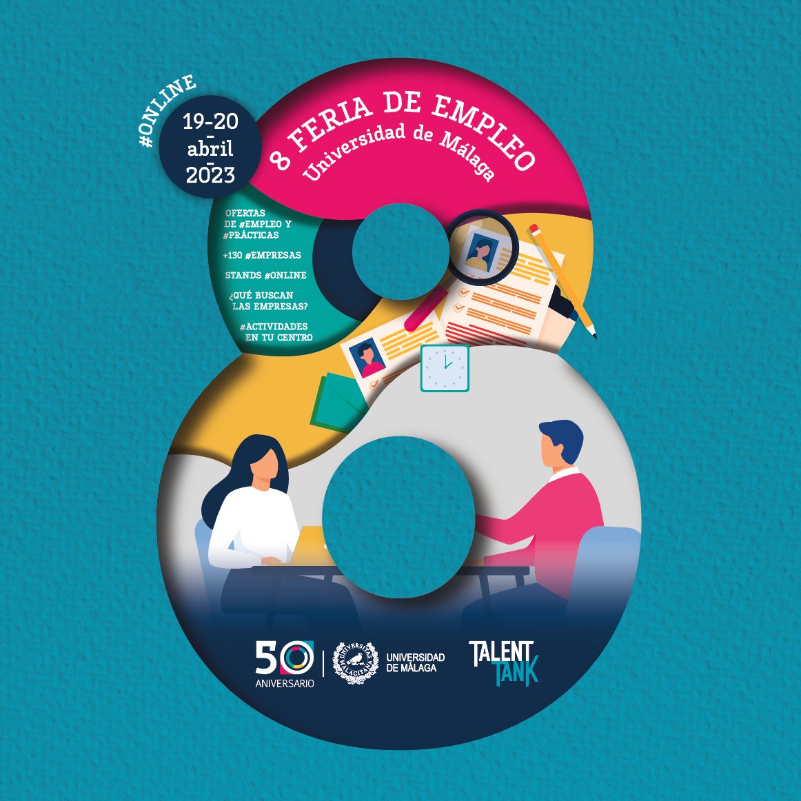 rf_ventura's tweet photo. @linkbyuma RT @Talentank_UMA: 🥳¡MAÑANA comienza la #8FeriaEmpleoUMA!🥳
⏰19-20/ABR en podrás visitar los 160 #standsvirtuales de #empresas y #entidades💻, asistir a actividades #online y #presenciales en tu Centro🏛, y aplicar a los puestos de #emple… https://t.co/oy2OGcobES