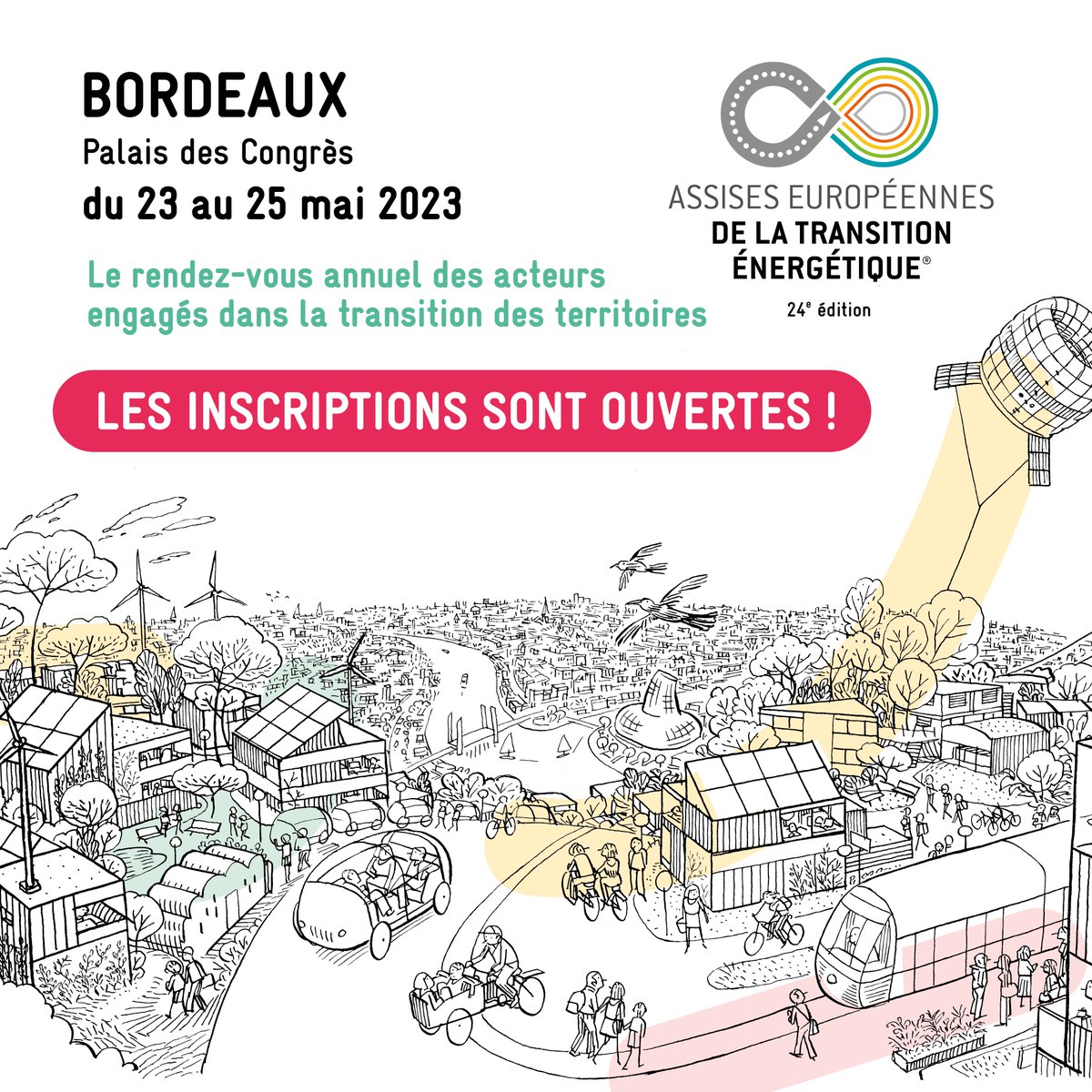 [INSCRIPTIONS - #AssisesTE] 🔔

Dès à présent, découvrez le programme complet et inscrivez-vous à la prochaine édition des Assises Européennes de la Transition Énergétique qui se dérouleront du 23 au 25 mai 2023 au Palais des Congrès de <a href="/BxMetro/">Bordeaux Métropole</a> ⬇️

assises-energie.org