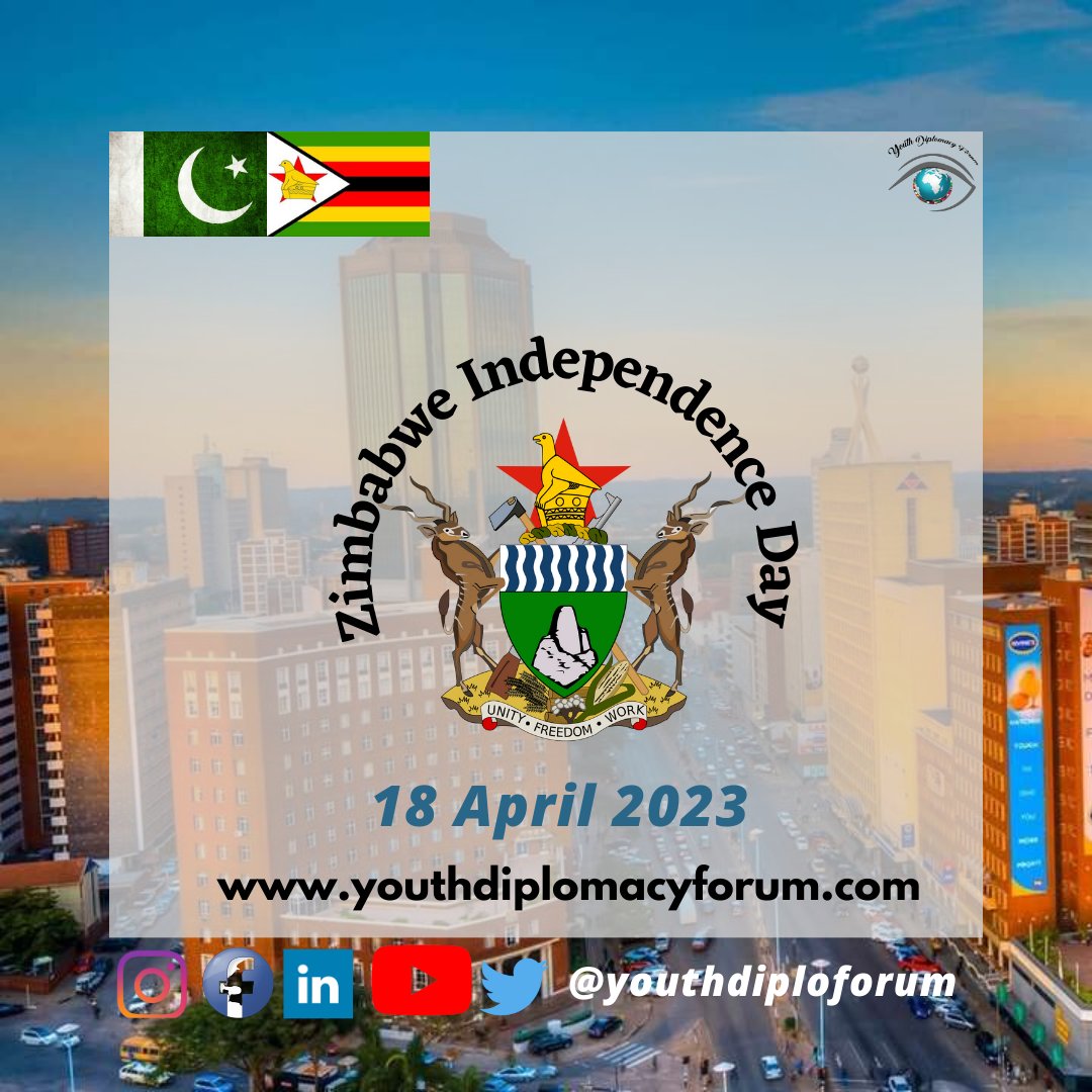 On the glorious occasion of Independence Day of Zimbabwe, the Youth Diplomacy Forum extends warmest congratulations to people&government of Zimbabwe. We look forward to Strengthening social, political, economic & youth ties between #Pakistan & #Zimbabwe.