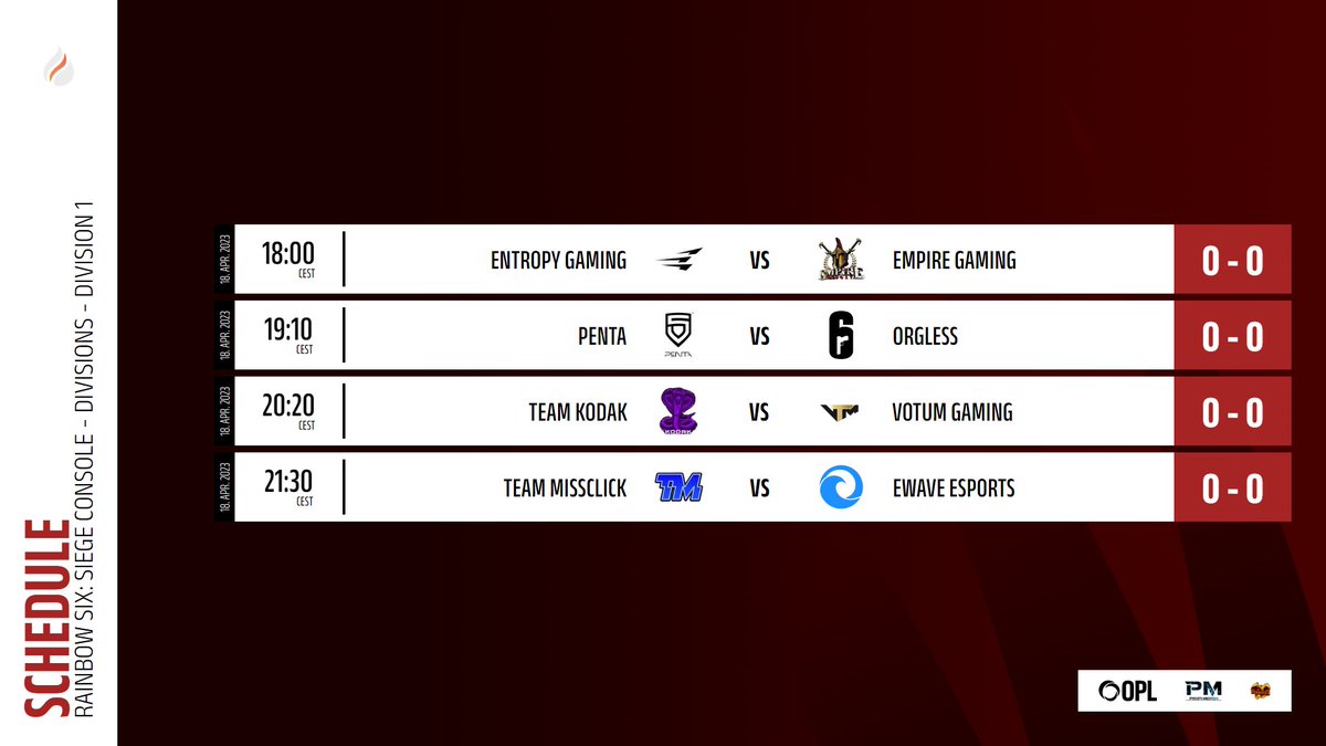 A new Day, a new Cast! 

📺twitch.tv/fearnixxgaming
🎙@renzus_r6 &amp; @shizzo82

🔥Matches:
▶️18.00 CET <a href="/EntropyGaming/">Entropy</a> vs @empireorga
▶️19.10 CET <a href="/PENTA_Sports/">PENTA</a> vs #Orgless
▶️20.20 CET @ProjectBlackXE1 vs #MDGaming
▶️21.30 CET @TeamMissclick vs <a href="/ewaveesports/">EWAVE ESPORTS🌊</a>