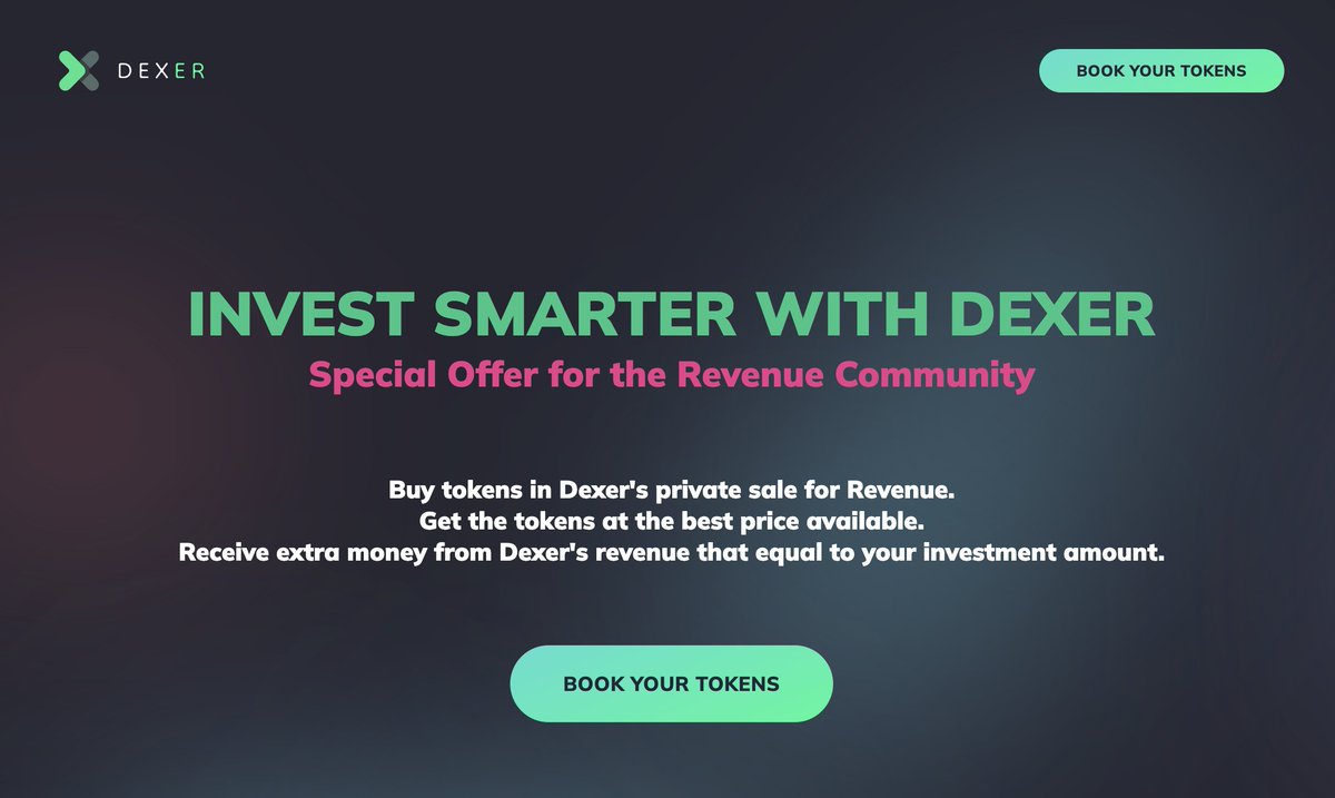 💰Unique #DEXER offer for 
#RVC holders is live now

dexer.io/rvc-offer
#presale #token #BNB