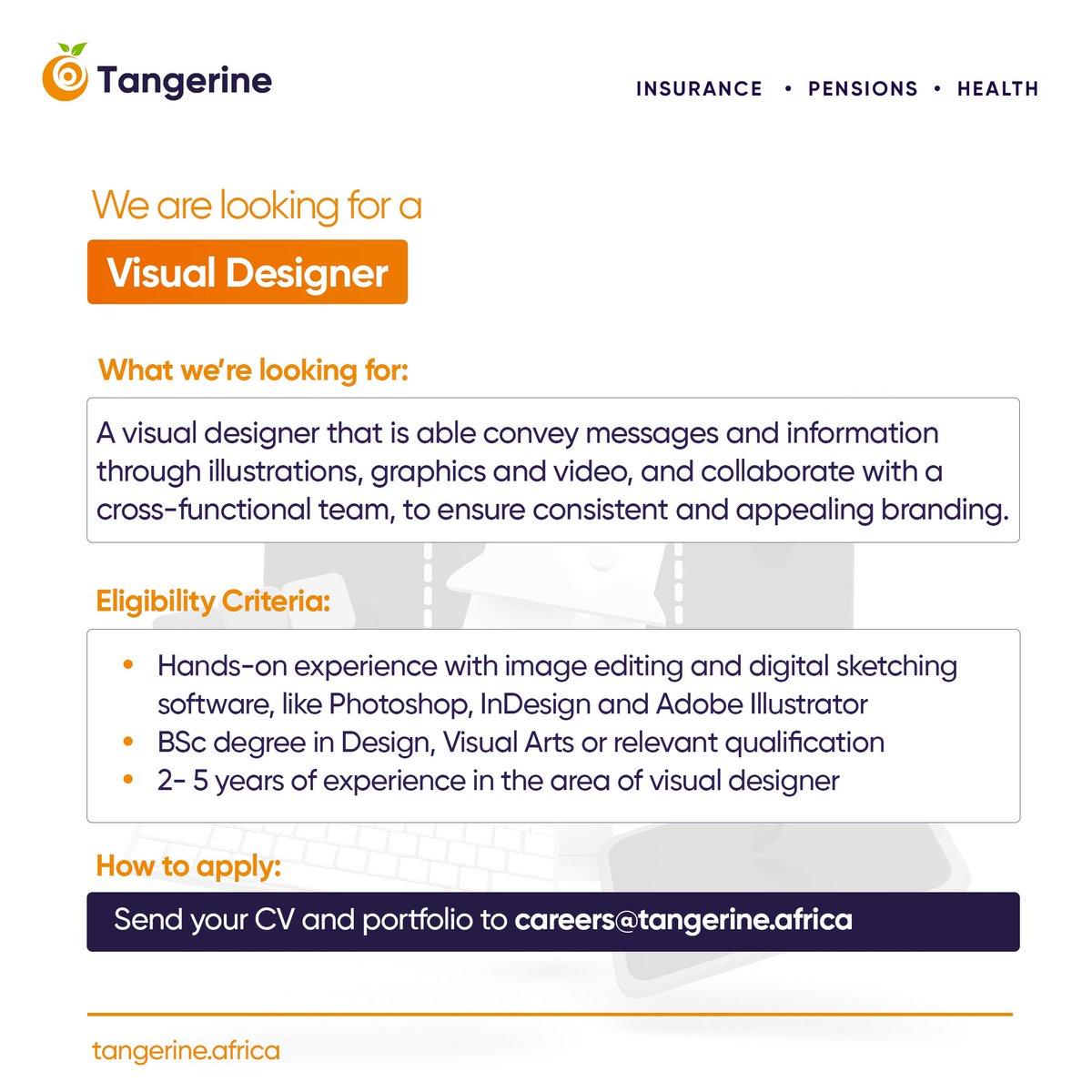TangerinAfrica's tweet image. 🔔aHave you got skills?

We are looking for you!

Send your CV and Portfolio to Careers@tangerine.africa 

#tangerineafrica #visualdesigner #jobalert
