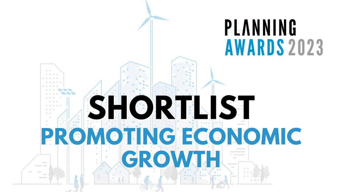 Meet the shortlist for … Award for promoting economic growth
@CBRE_UK
Claire Pearce
@haworthtompkins
@wfcouncil

Good Luck!
View the full shortlist here -> planningawards.com/shortlist-2023