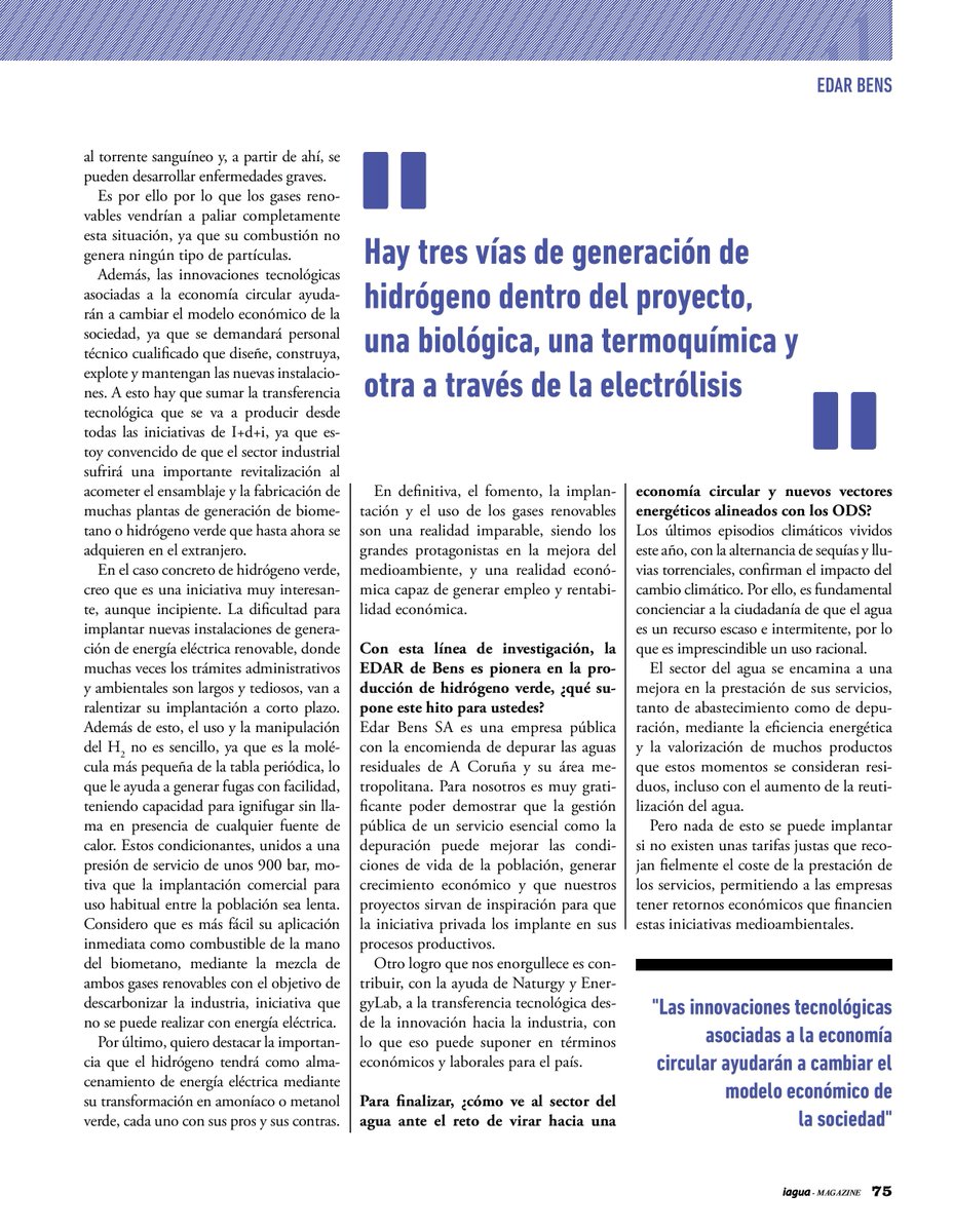 iAgua's tweet image. 👤 Carlos E. Lamora Suárez, director general de EDAR BENS SA, nos detalla en esta entrevista para #iAguaMagazine43, los objetivos y avances de la primera Unidad Mixta de Gas Renovable.

¡No te la pierdas 👀!
iagua.es/noticias/edar-…
