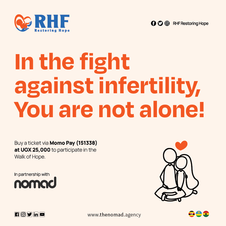 Infertility stigma can be isolating, but we can change that by joining @rhf_ug in the walk of hope to end the silence. Let's raise our voices, spread awareness, and stand with those who need support.
#NomadAdvertising #WalkOfHope