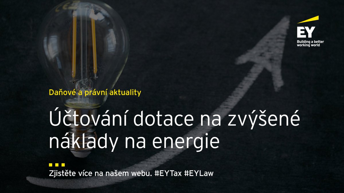 EY_CeskaRep's tweet photo. Žádali jste si o dotaci na zvýšené náklady na energie a víte, kdy o tomto výnosu účtovat? Více v našem alertu zde: https://t.co/8BOfpJMrpK

#EYCeskarepublika #uctovani #vynos #dotace #KACR https://t.co/JvWVBuvyi6