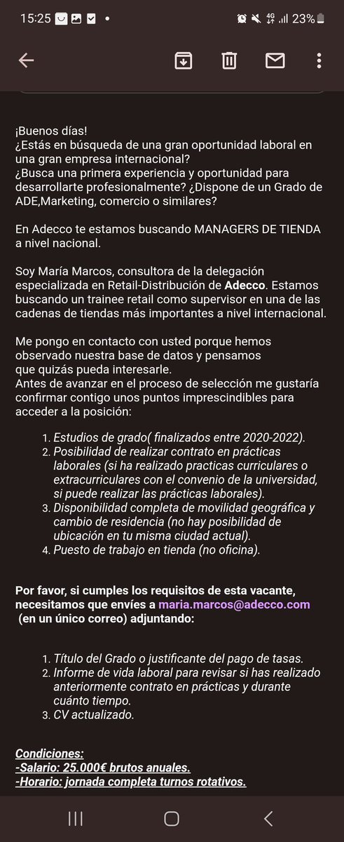 juliamonica's tweet photo. MANAGERS DE TIENDA?? EN PRACTICAS? QUE VERGÜENZA!!! y del sueldo ya ni hablamos para una oferta con disponibilidad geografica... @adecco_es https://t.co/eGdceyPoph