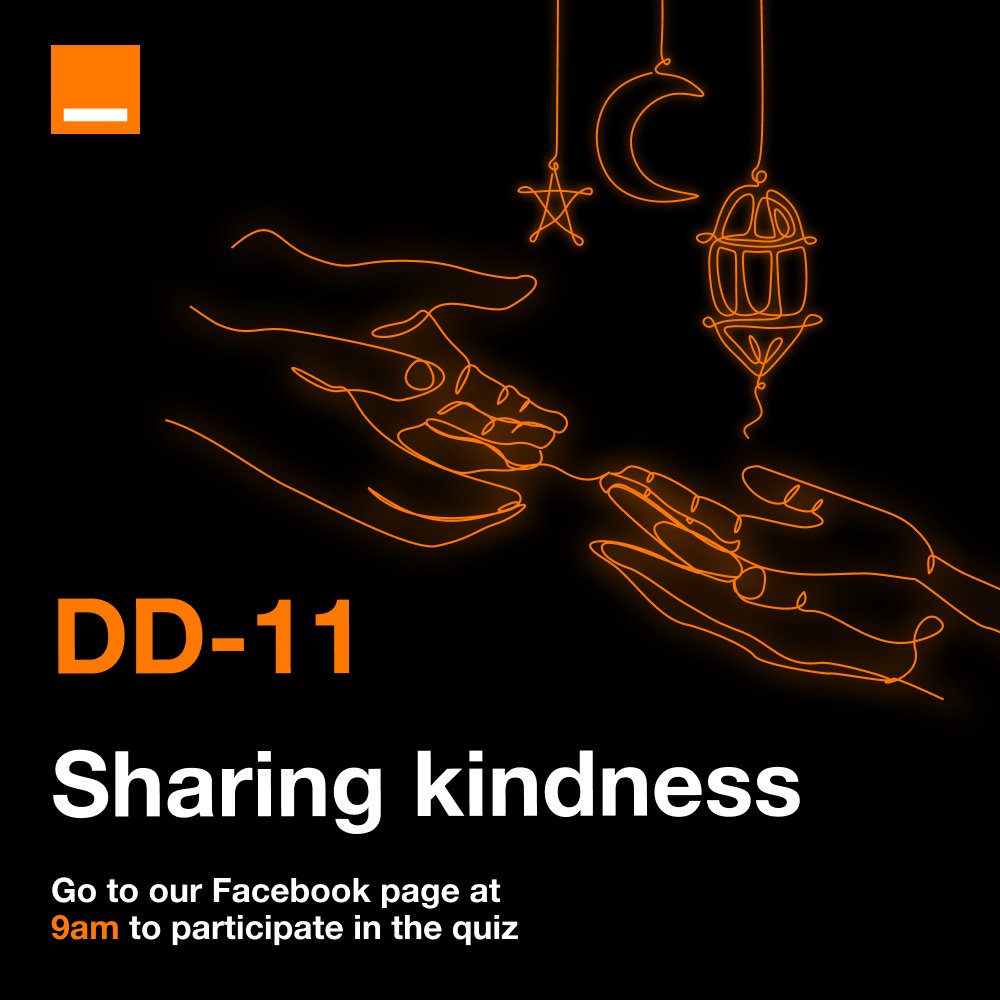 Orange_Cameroun's tweet photo. JJ-11 avant la clôture du mois de Ramadan.
Avec vous, nous partageons la charité.
-----
DD-11 until the end of the Ramadan.
We are sharing kindness with you.
#Ramadan2023
#MaxdePartage
#MaxSharing https://t.co/esMB5NG5kf