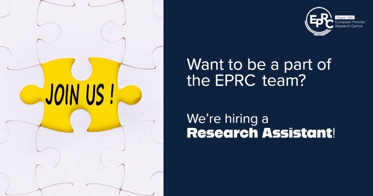 ❗Exciting opportunity ❗
 
EPRC is looking to appoint a Research Assistant to be based at the EPRC office in Glasgow (at the University of Strathclyde).
 
 🔗 Apply here: bit.ly/41k59px
 ⏰ Closing date: Friday, 12 May 2023
 
 #jobalert #research #policy #opportunity