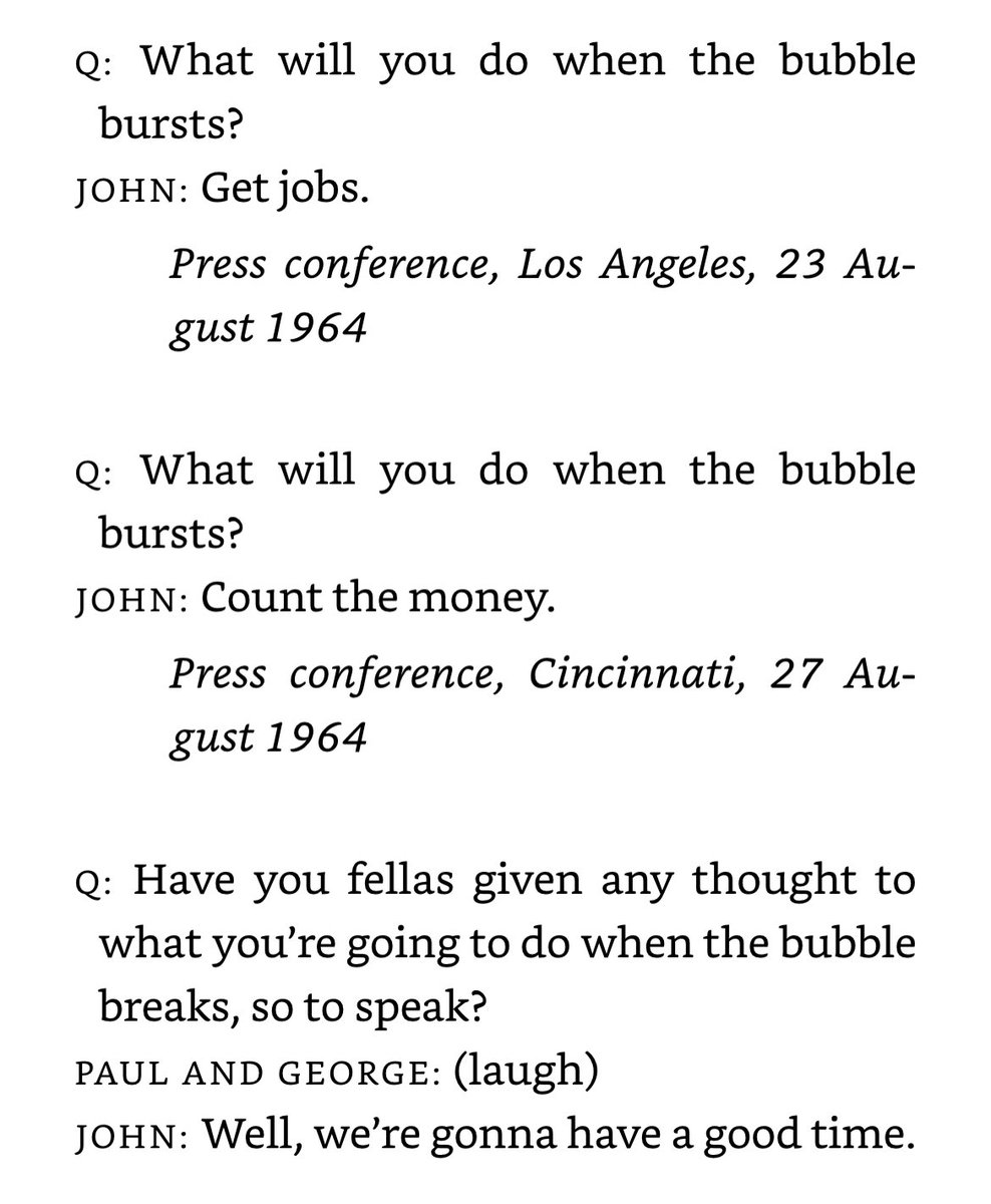 Beatlesforkale's tweet image. “What will you do when the bubble bursts?” (courtesy of Craig Brown’s #OneTwoThreeFour)