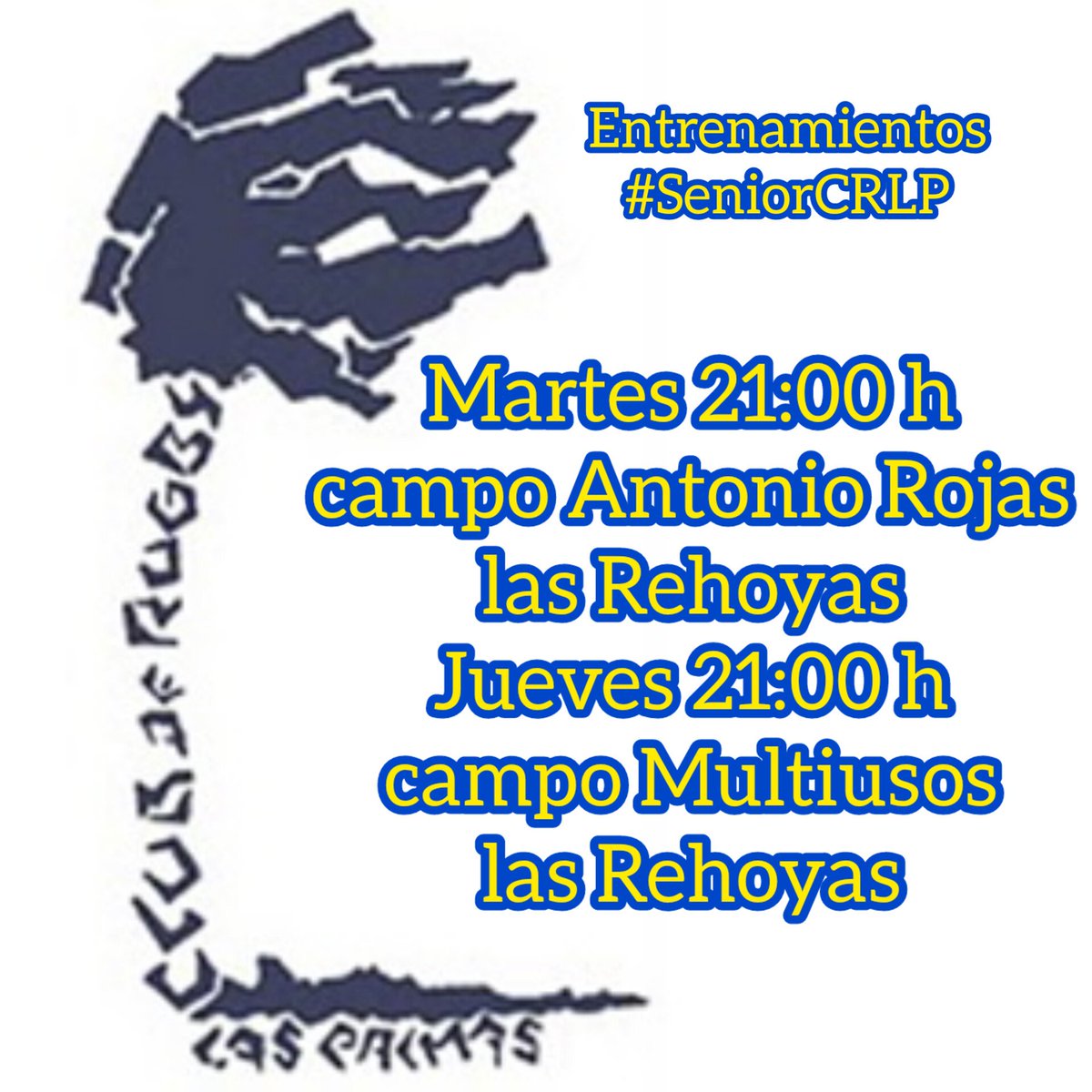 CRLPLasPalmas's tweet photo. Nuevo horario entrenamientos #SeniorCRLP 🌴
#seguimosempujando #CRLP #rugby https://t.co/izRgWY8qEl