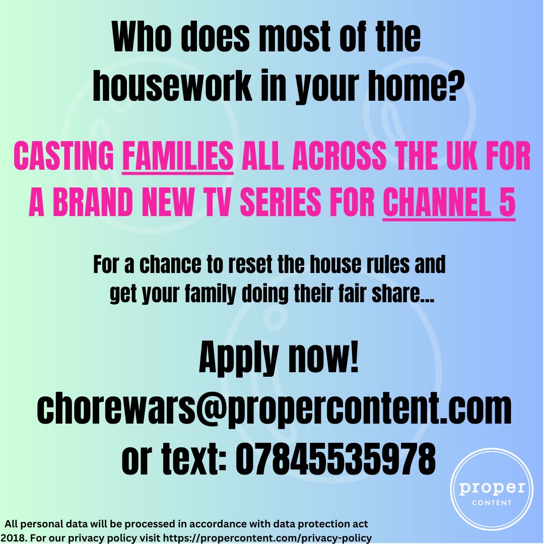 CASTING CALL FOR CHANNEL 5 - CHORE WARS!