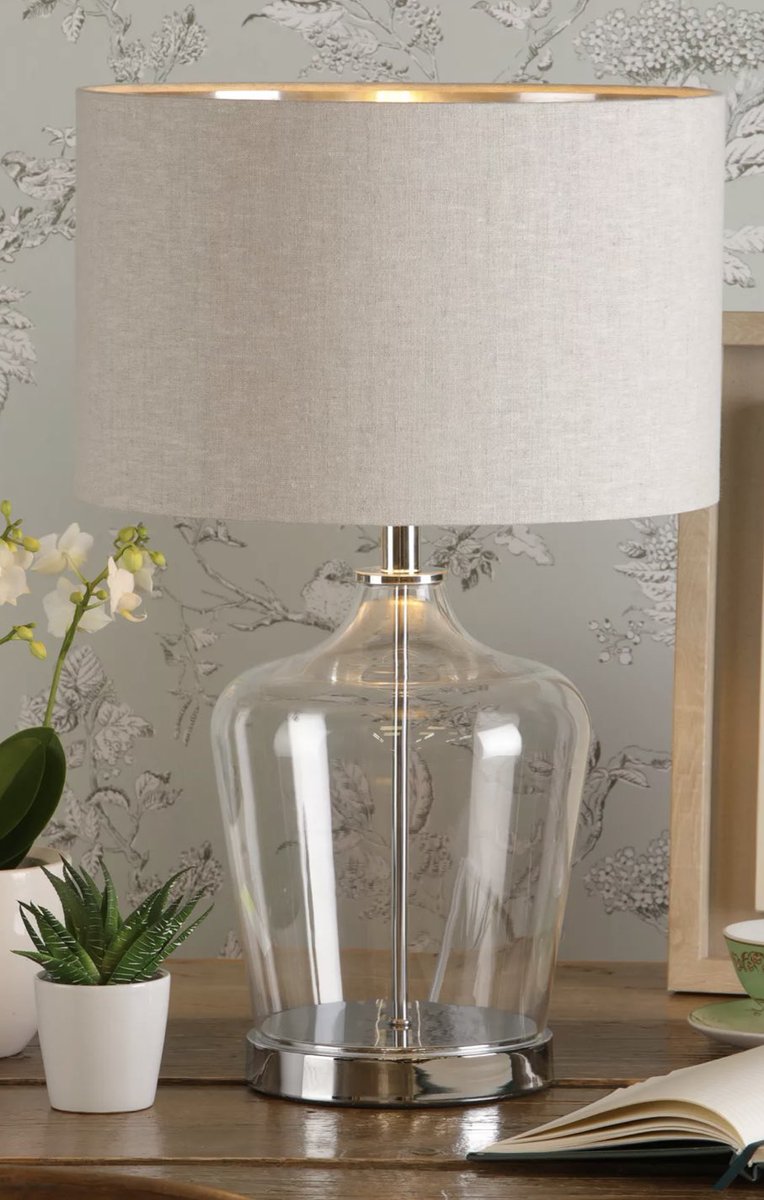 HouseFurnitur3's tweet photo. Laura Ashley Ockley Touch Table Lamp, Polished Chrome// The Ockley table lamp by Laura Ashley features a touch on/off polished chrome plinth beneath a clear glass vase. #offer #ThisMorning #tabledecor #Lamp https://t.co/NgskjNTVzs