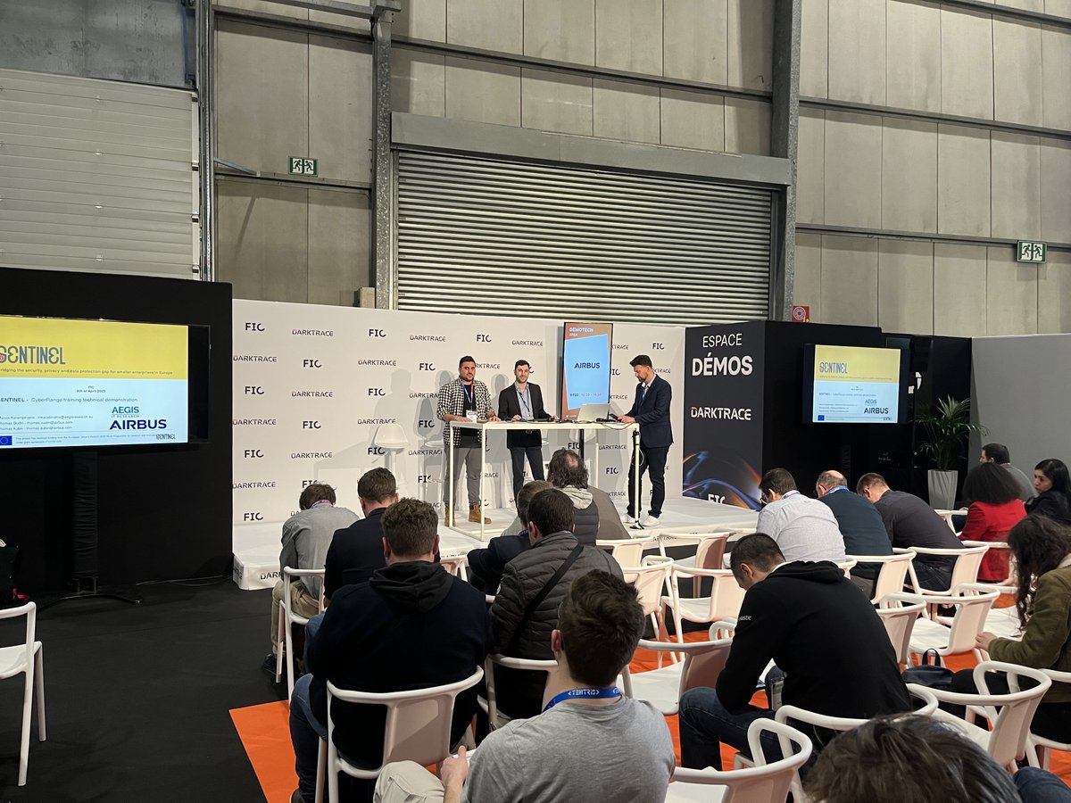 AegisITResearch's tweet photo. AEGIS at The International #Cybersecurity Forum – FIC 2023: A great time presenting SENTINEL platform in the booth of AIRBUS partner by AEGIS Software Engineer Manos Karampinakis.
@SentinelH2020 #FIC2023 #AEGIS https://t.co/pi1LdWGvnN