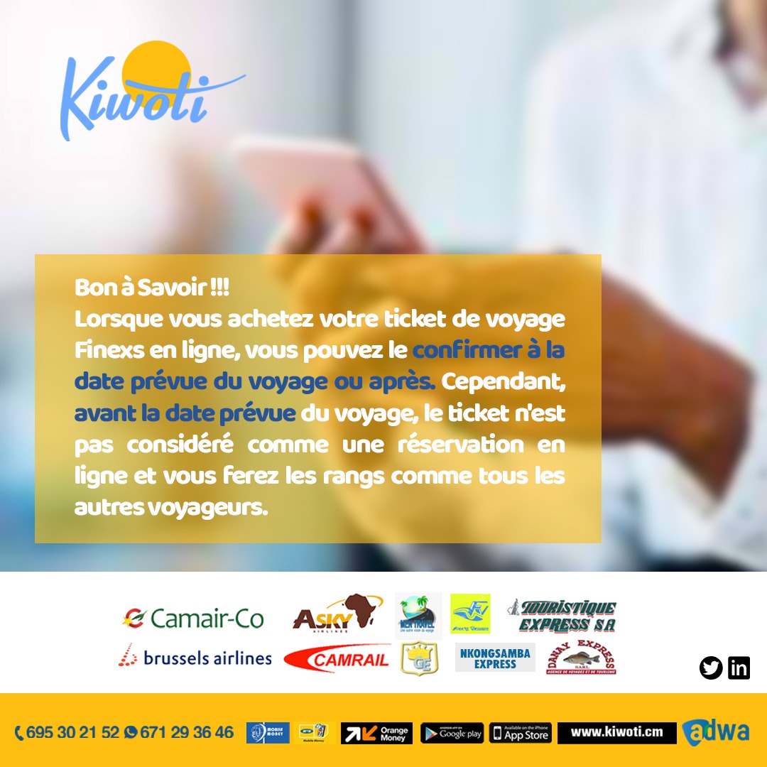 Kiwoti1's tweet photo. #Bonàsavoir
Pas un pas sans Kiwoti!!!.
pour toutes vos réservations de voyage Finexsvoyages, Rendez-vous sur Play store https://t.co/z5BEvW37bF.
Le #service_client est à votre disposition, pour toutes sollicitations et demandes d’informations complémentaires ; https://t.co/kv8F6CxtBp