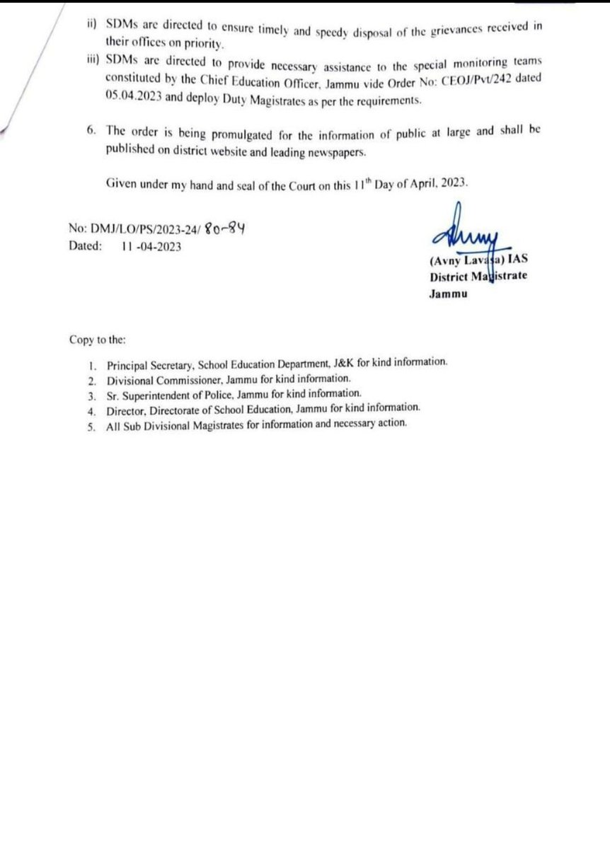 #DCJammu issues order on illegal practices by #PrivateSchools.