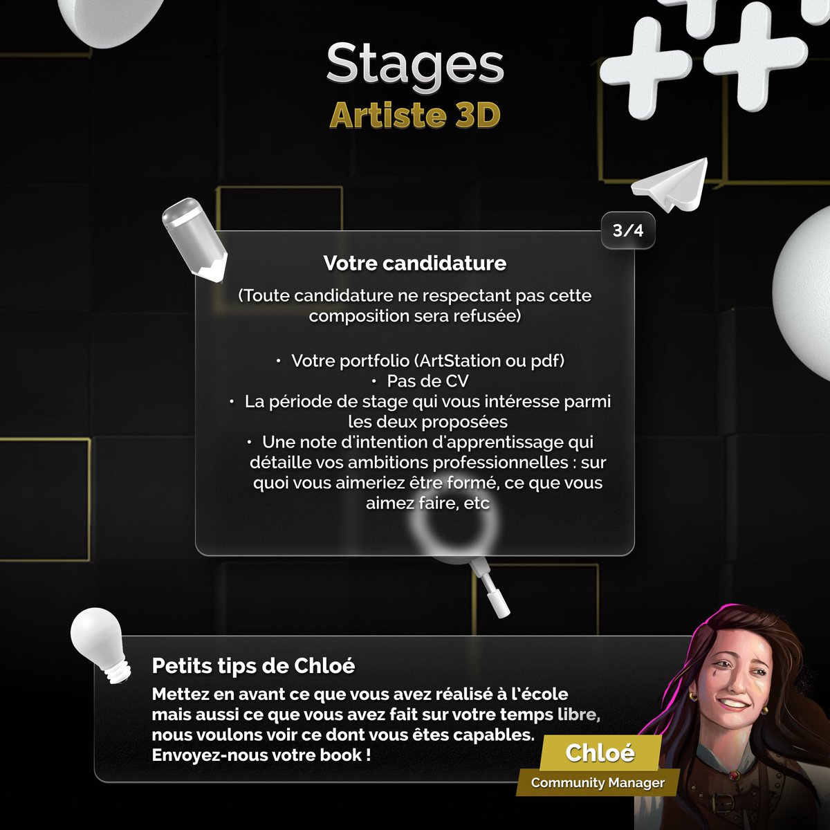 EodeStudio's tweet photo. Alerte stage ! 🚨
Nous proposons un stage en 3D sur Nantes en présentiel (rémunéré). 👩💻👨💻
Voici le lien pour avoir plus de détails 🔽
https://t.co/imlmS41lFC
#Stage #JeuVidéo #Nantes #AFJV https://t.co/0GKYMGtN97