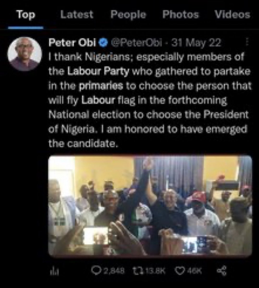 KabiesiOlukosi's tweet photo. 30th April 2022 he was cleared with certificate to run in PDP.

20th May 2022 he resign from PDP.

27th of May 2022 he join LP.

31st of May he won LP Presidential ticket.

He was never qualified to run under LP. They want disqualification? They'll surely get it. #Labourinvain https://t.co/p5ttdA1hbJ