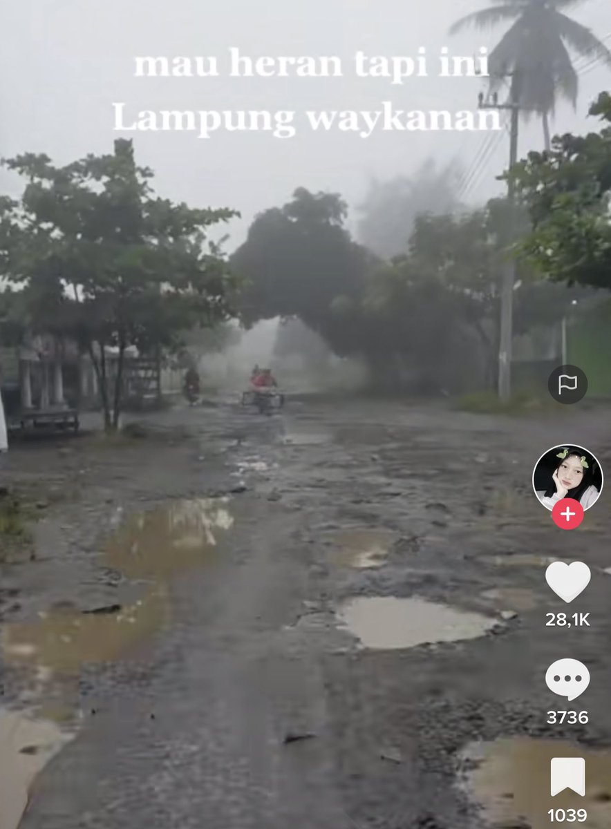 AREAJULID's tweet photo. Dis! Lampung emang banyak jalanan kaya gini ya, aku tadi liat di tiktok fyp semua gini. Ditempat kalian daerah lain masih banyak jalanan kaya gini ga🥹 https://t.co/n0UCRPUxNQ