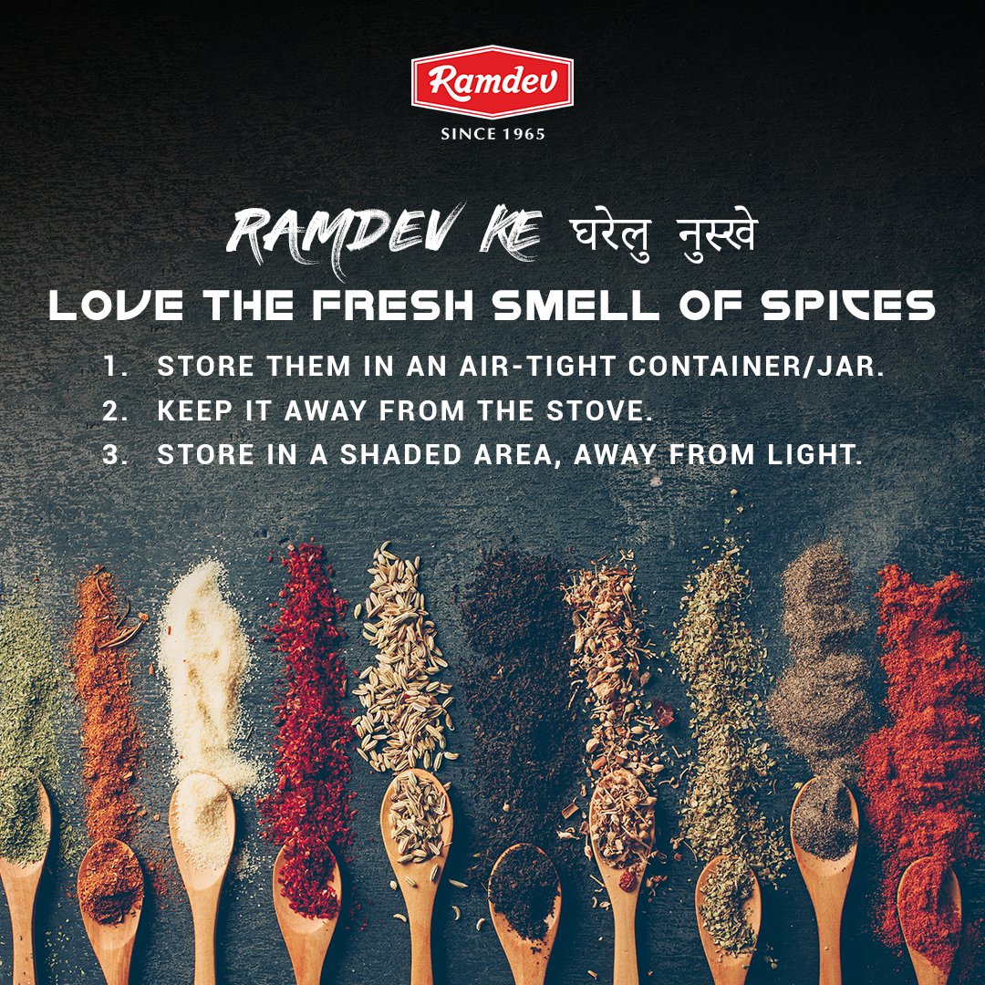 Ramdev_Food's tweet image. Keep your spices always fresh and flavourful with these useful kitchen hacks. Happy Cooking!

#Ramdev #RamdevStore #RamdevMasala #Kitchen #kitchenhacks #RamdevSpices