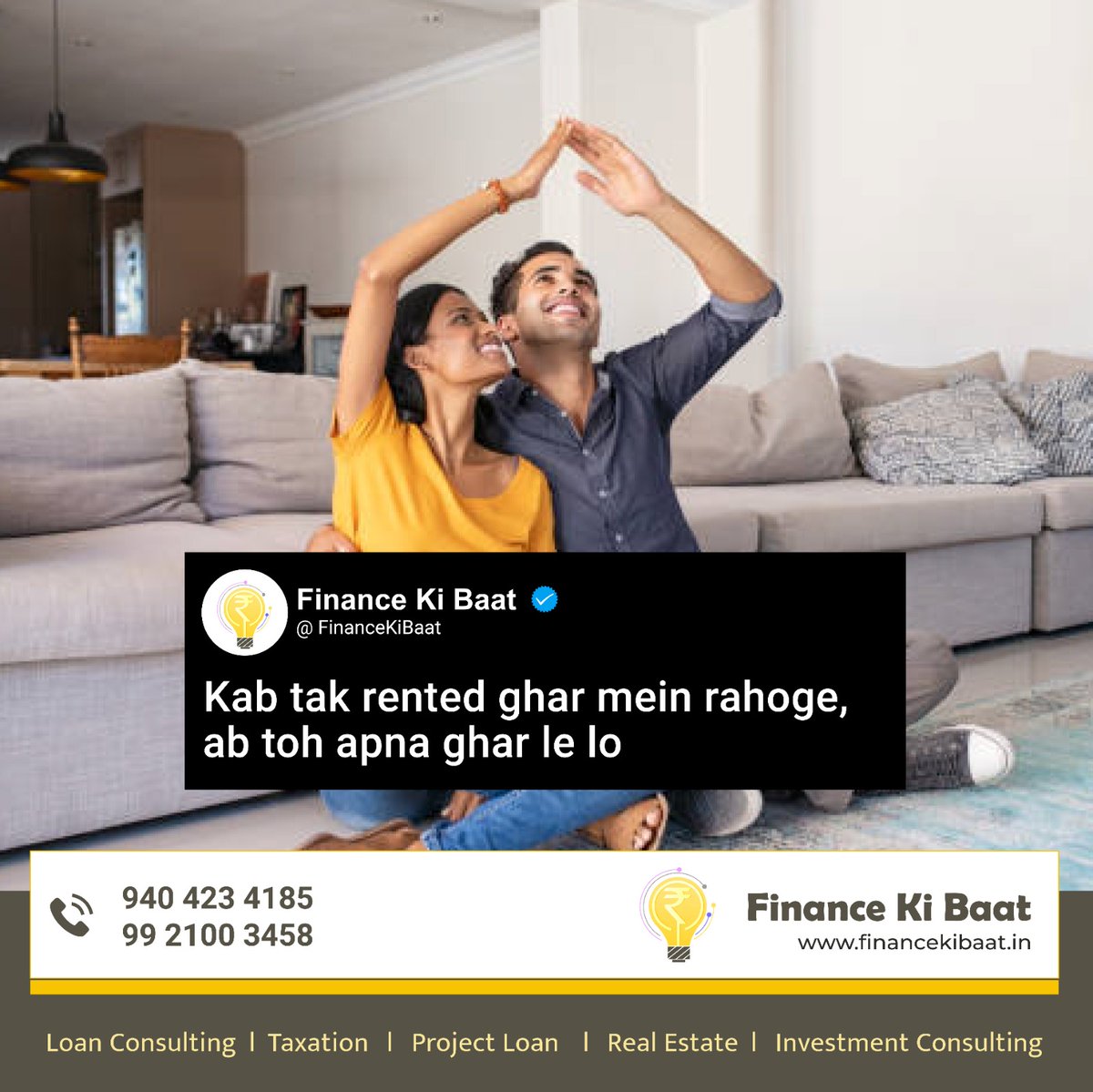ganesh_fkb's tweet image. Stop waiting and start owning your dream home today with Finance Ki Baat!
#FinanceKiBaat #HomeOwnership #QuickProcessing #LegalHomes #RERA #BestInterestRates #DreamHome #HassleFree #HomeBuying #RealEstate #Mortgage #Trustworthy #HomeInvestment #HappyHomeBuying