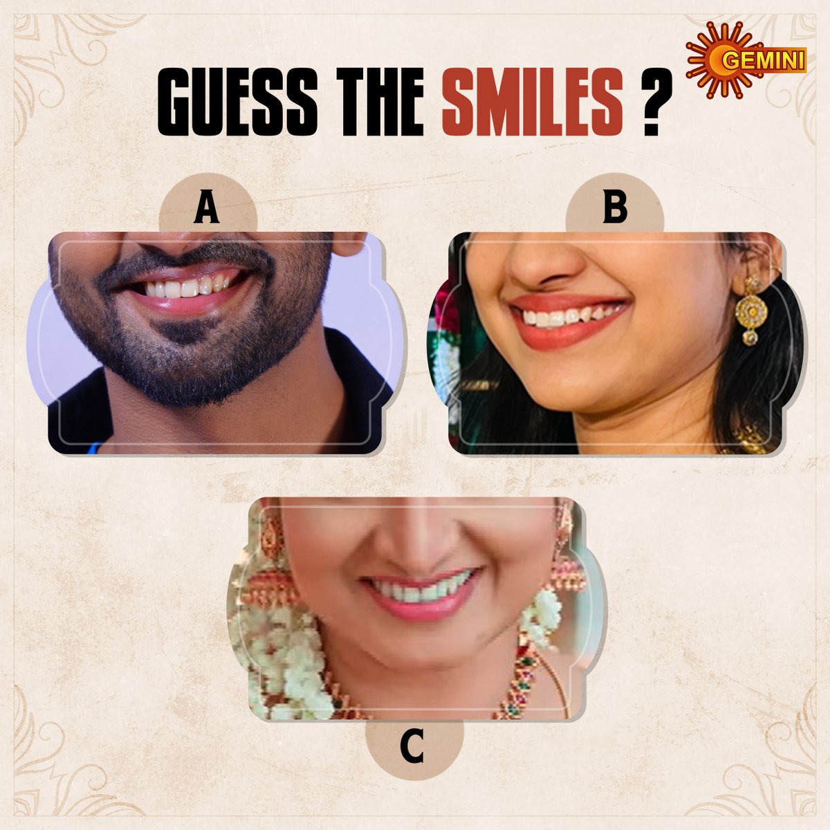 GeminiTV's tweet photo. Ee infectious smiles evarivo Guess cheyyandi😉
Geethanjali I Mon-Sat I 7 PM
#GeminiTV #SerialsonGeminiTV #Geethanjali https://t.co/5G8yyHmCkc