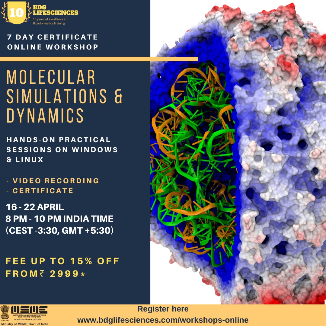 🔬👨‍🔬 Join our 7-day Hands-on Certificate  Training in Molecular Simulations & Dynamics using GROMACS, NAMD  & VMD on Linux & Windows OS. Enhance your skills and take your  research to the next level! Register now and secure your spot.  #MolecularSimulations #GROMACS #NAMD #VMD