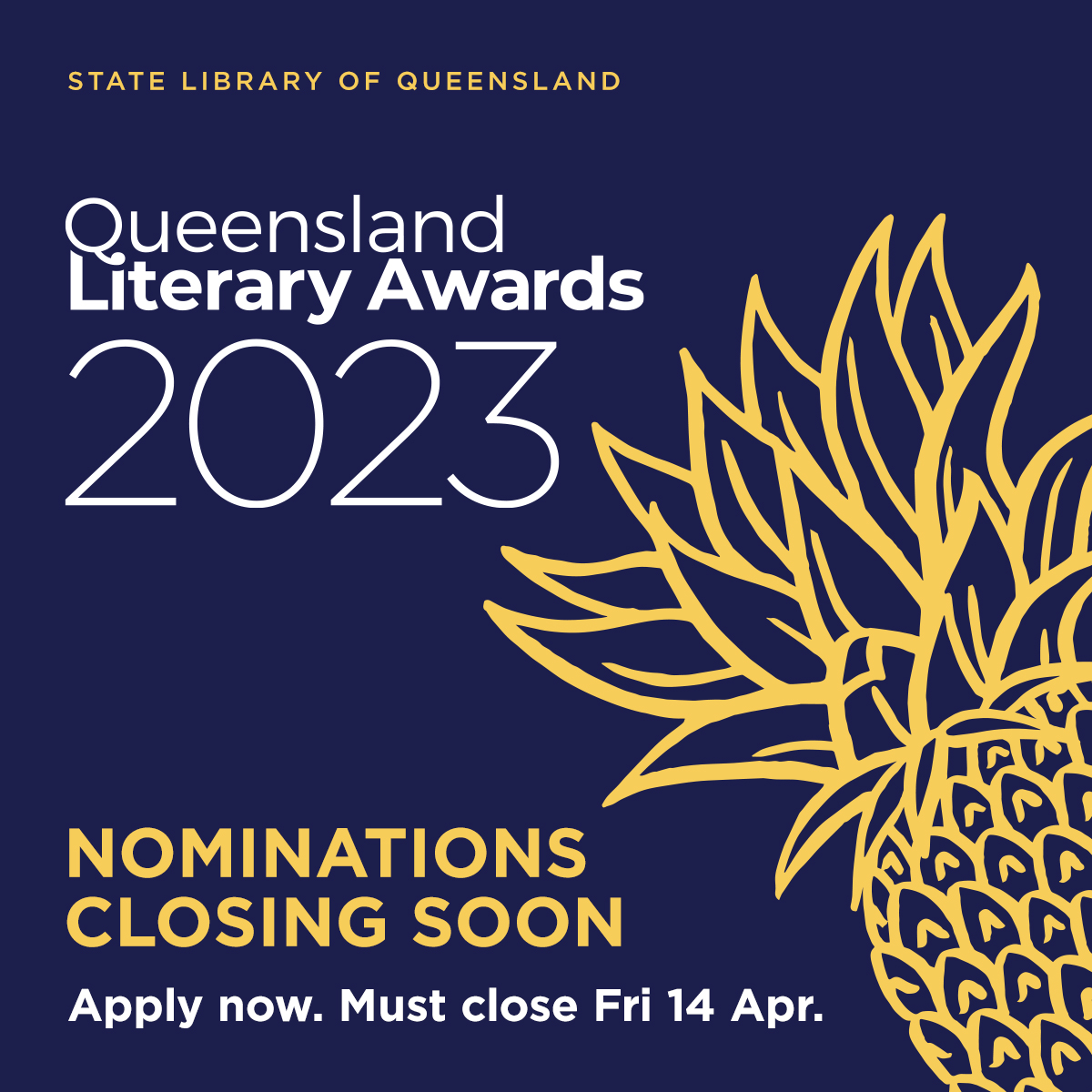 Nominations for the @QldLitAwards  close at 5pm AEST on Friday 14 April. Cash prizes are on offer for published books, & publication opportunities for unpublished manuscripts as well as professional development for writers.
Visit slq.qld.gov.au/qla for info
@slqld