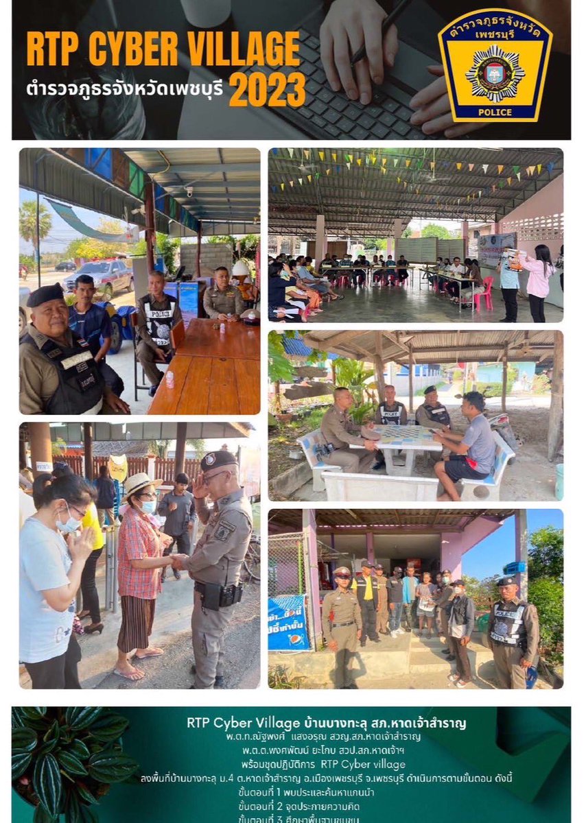 เรียน ผู้บังคับบัญชา เพื่อโปรดทราบ
👮‍♂️ชุด RTPCyberVillage สภ.หาดเจ้าสำราญ ภ.จว.เพชรบุรี
♦️ลงพื้นที่พบปะเยี่ยมเยียน 
ศึกษาพื้นฐานชุมชนรับทราบปัญหาความเดือดร้อนชาวบ้าน
บางทะลุ ม.4 ต.หาดเจ้าสำราญ 
อ.เมืองเพชรบุรี จว.เพชรบุรี
facebook.com/10007714834661…