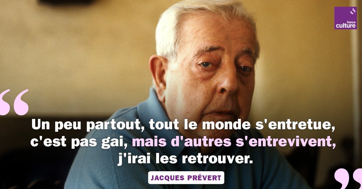 11 avril 1977 : mort de Jacques Prévert. Bousculeur corrosif et malicieux des idées toutes faites et de toutes les formes de domination, Prévert a vécu en insoumis pacifiste, génial colleur de mots et d'images, en avance sur son temps.
➡️ l.franceculture.fr/npT